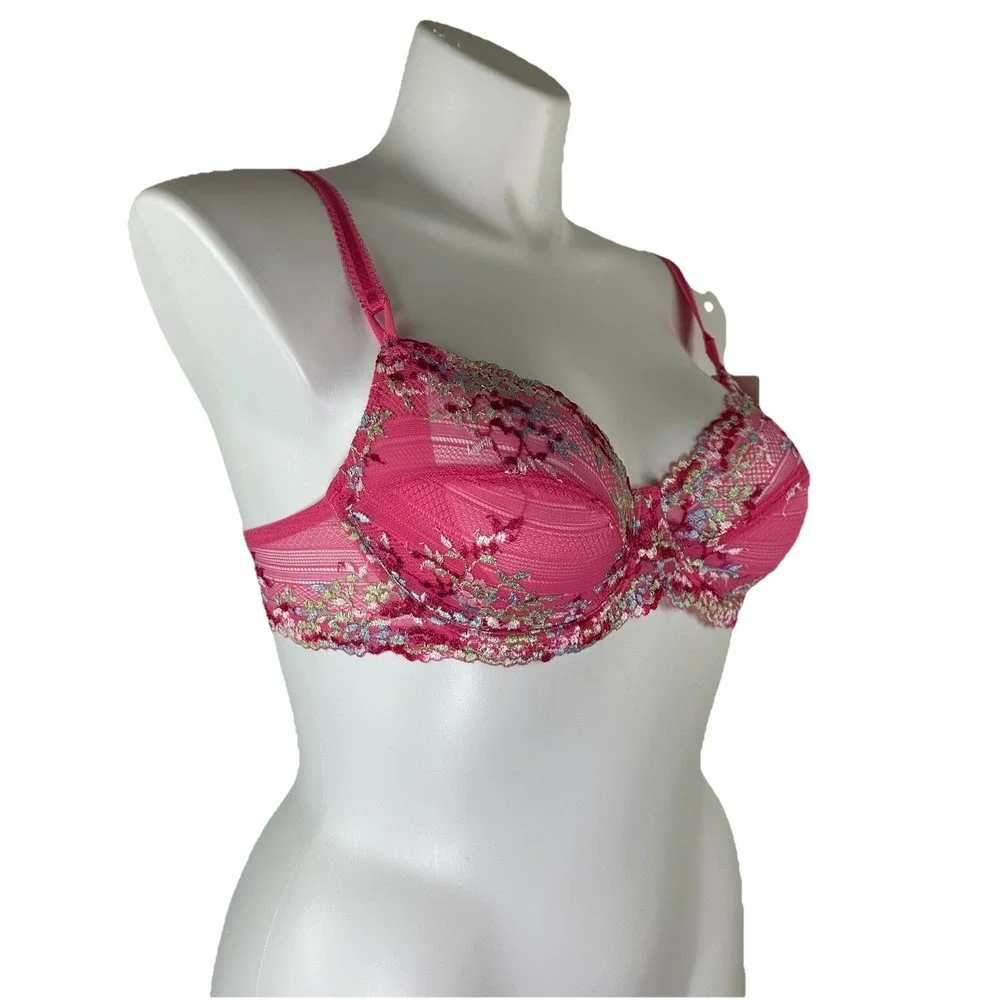 NWT Wacoal Embrace Lace Underwire Bra Hot Pink Multicolor Sexy 65191 Adjustable